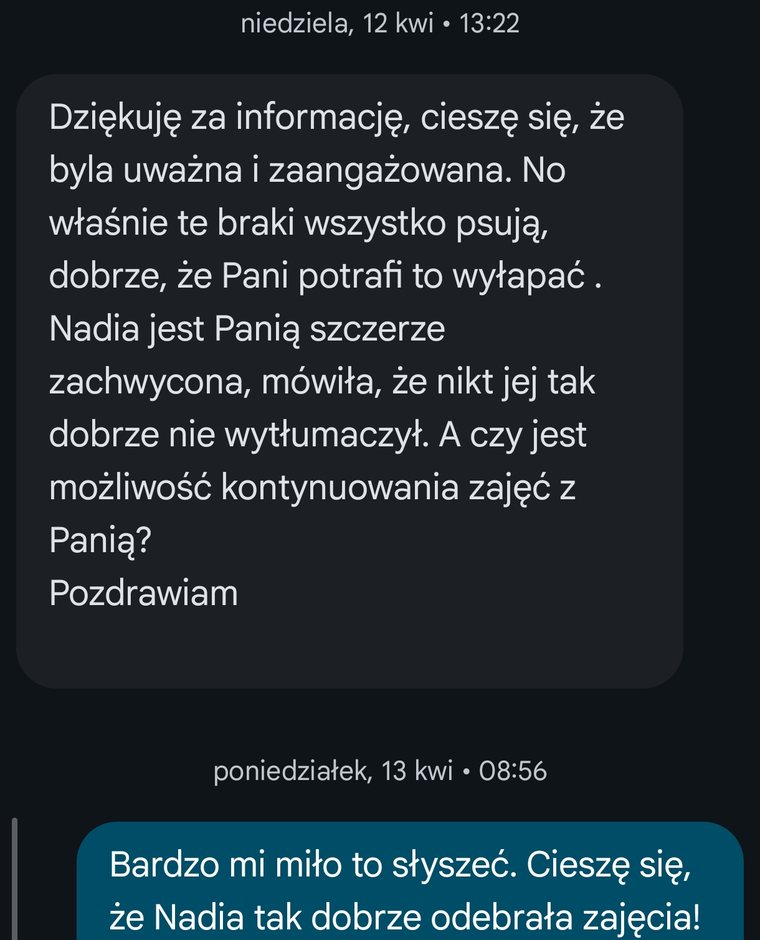 Wiadomość — Mama Nadii
