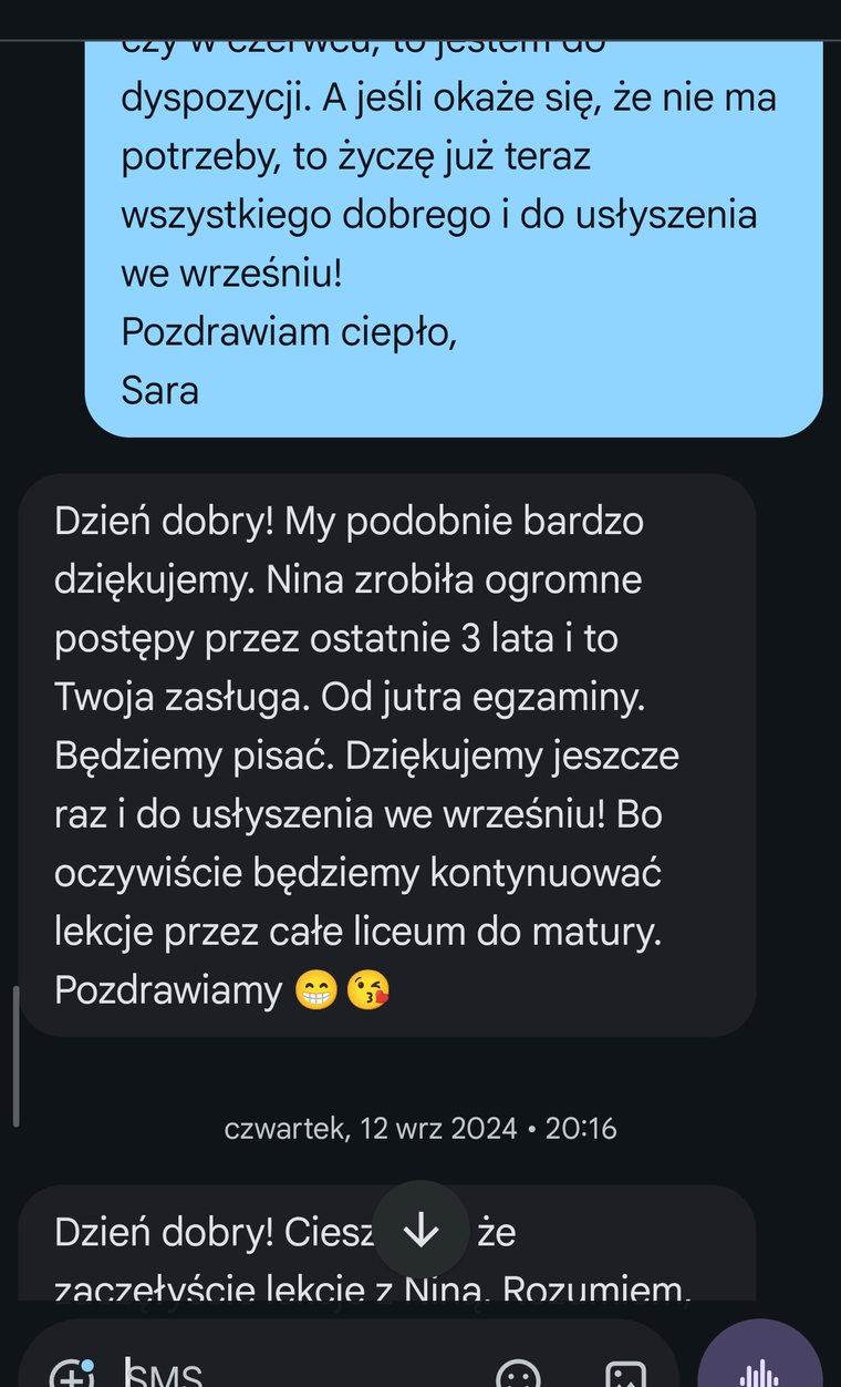 Wiadomość — Mama Niny